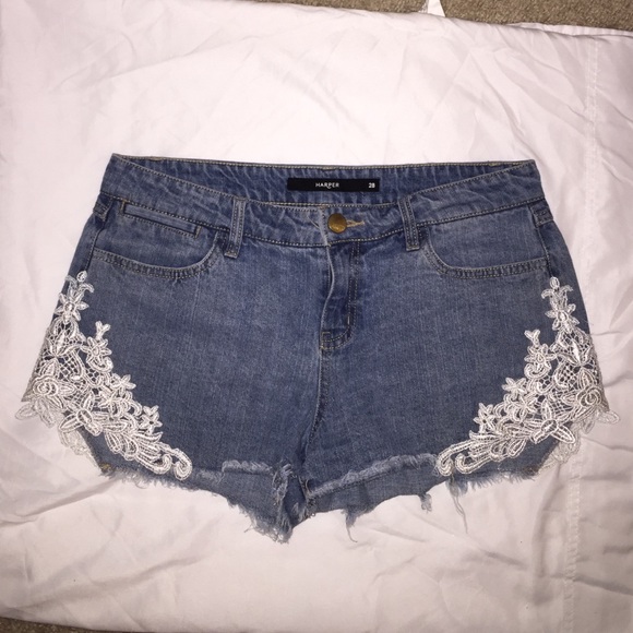Lace Trimmed Jean Shorts