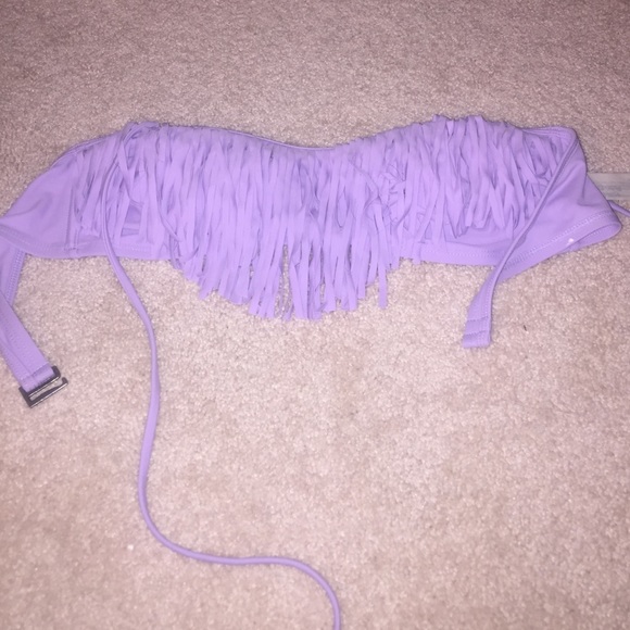 Purple fringe swim top