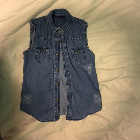 Distressed Denim Vest
