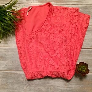 ⭐️Final Price⭐️ Lace Overlay Coral Dress