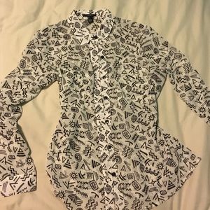 B&W Quirky Sheer Button Down