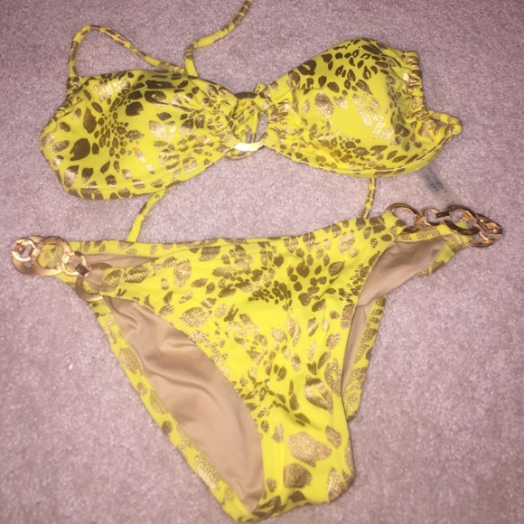 Victoria secret swim suit yellow leopard