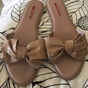 Prada sandals 38 8 nude bow
