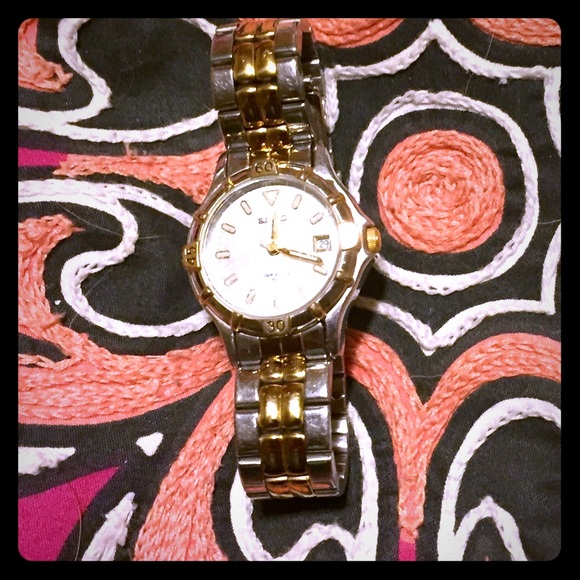 Seiko silver and gold watch