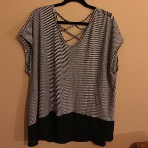 Lane Bryant V neck striped top