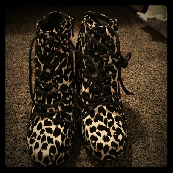 Black cheetah print high heels