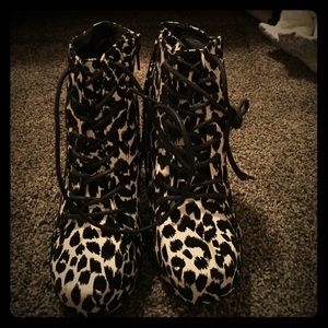 Black cheetah print high heels