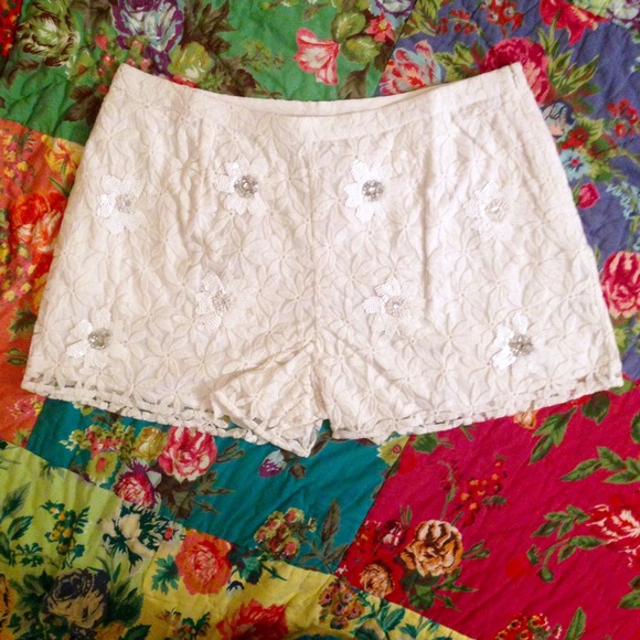 ASOS Embellished lace white shorts. With pockets!