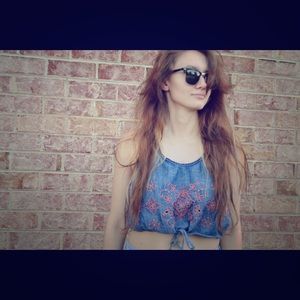 American Eagle Boho Denim Crop Top