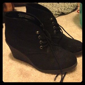 Black wedge booties