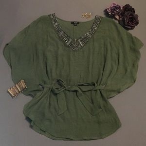Beaded Tie Waist Blouse
