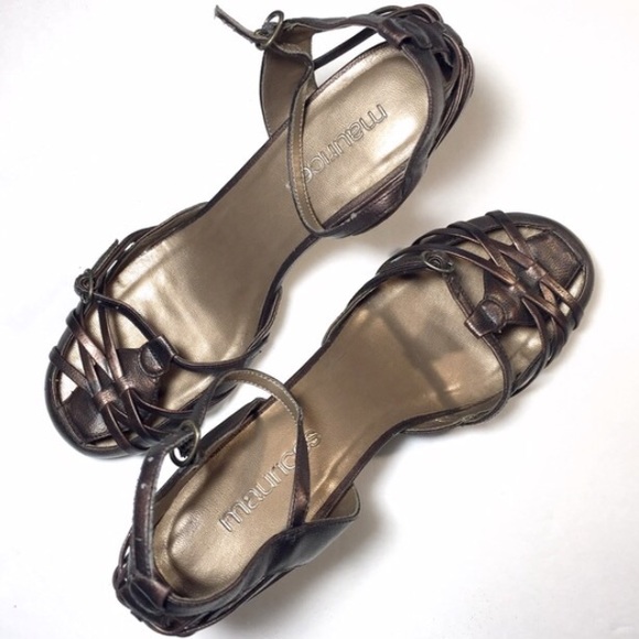 Maurices - bronze birdcage heels, size 8.5
