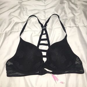 Lightly lined black lace bra