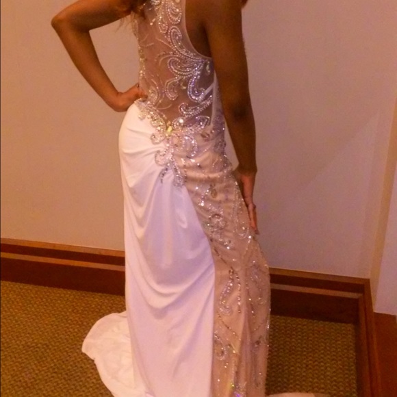 A Beautiful Gold & White Rhinestone Dress