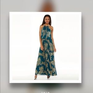 NWT Xscape Foiled Pleated Jersey Blouson Dress -8P