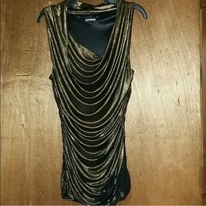 Glamorous metallic gold ruched top from Express