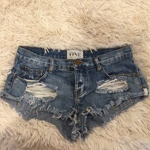 One teaspoon dark wash trash whore short