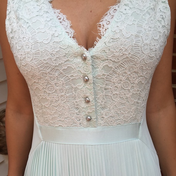 Ted Baker Bai Dress Mint Green lace pleated maxi - Picture 2 of 4