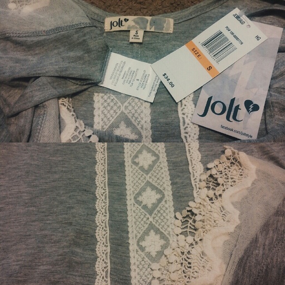 Lace Trim Gray Tunic Top - Picture 4 of 4