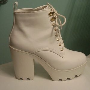 White Platform Booties