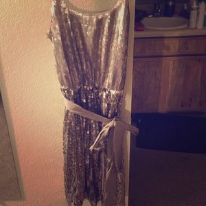 Express dark copper gold sequin dress NWT