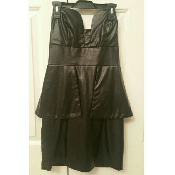 Pleather strapless dress