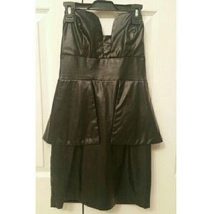 Pleather strapless dress