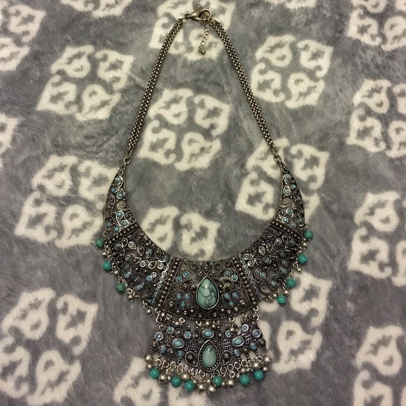 Turquoise and silver necklace
