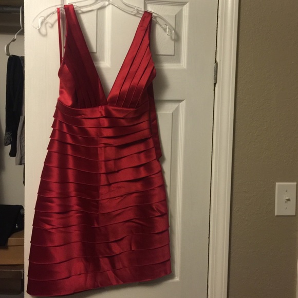 Red satin BCBG dress