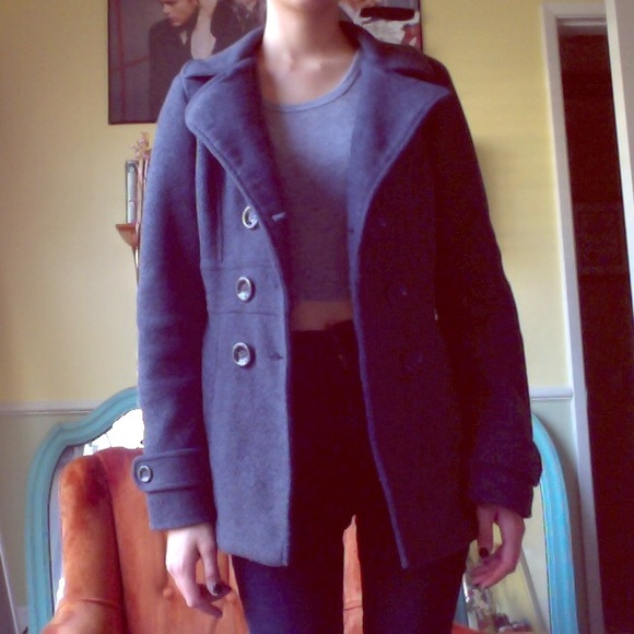 Gray button up  pea coat