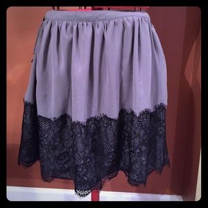 Gray skirt with black lace on bottom