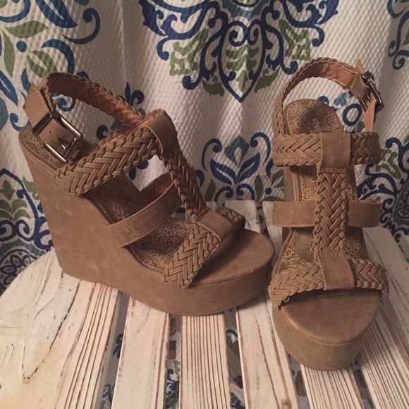 Taupe Braided Wedges