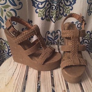 Taupe Braided Wedges