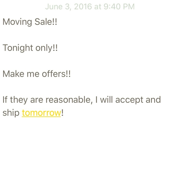 Moving sale!! One night only!