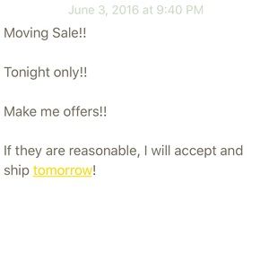 Moving sale!! One night only!