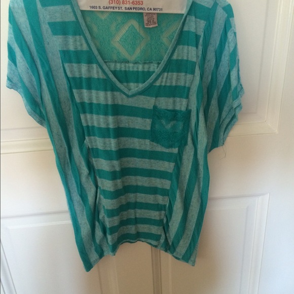 Teal stripe top