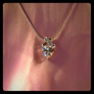 Swarovski Crystal & White Gold Heart Pendant