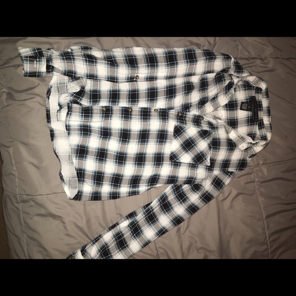 Black white and blue flannel