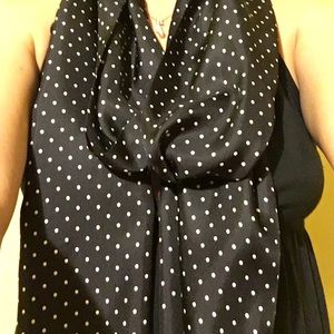 Jcrew black 100% silk polka-dotted scarf