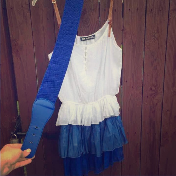 Blue & White dress w/ Belt