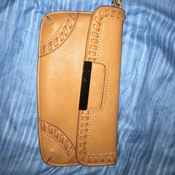 Brown wristlet wallet