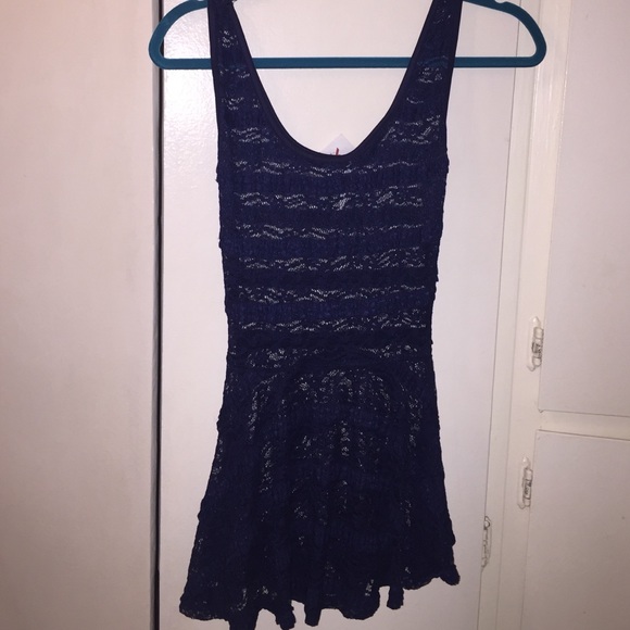Navy blue lace top
