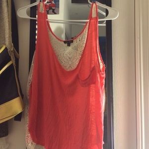 Bright Coral Tank Top w/cute design on back
