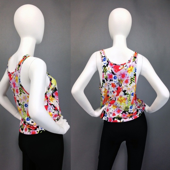 CROPPED TANK TOP Abstract FLORAL PRINT | NEW - Picture 3 of 4