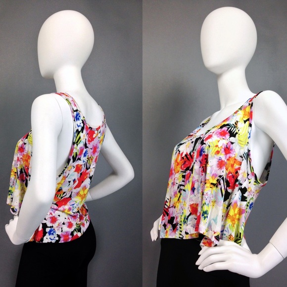 CROPPED TANK TOP Abstract FLORAL PRINT | NEW - Picture 4 of 4