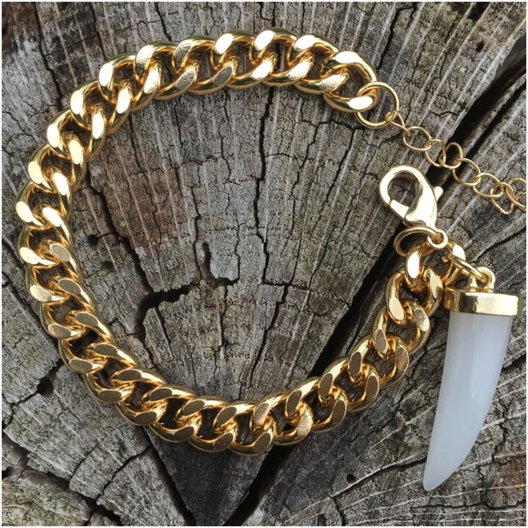October Love Jewelry - Cuban Chain Link Bracelet w/ Natural Stone