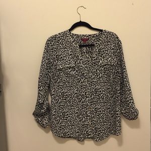 Black and white leopard blouse