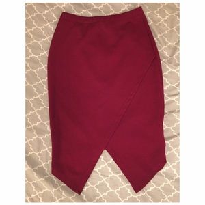 Burgundy asymmetrical skirt