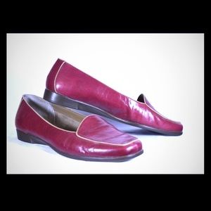 Aerosoles red/wine colored leather loafers.