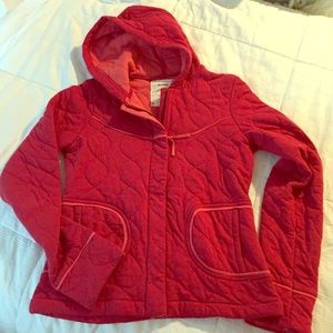 Anthropologie Red Quilted Hoodie Zip-Up